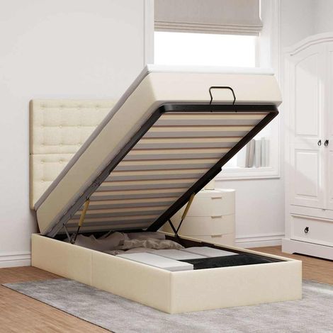 Ottoman-Bett mit Matratze Creme 100x200 cm Stoff vidaXL (1/5)