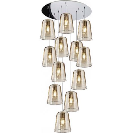 Lampadario top light shaded 1164cr s12 t e27 led vetro colorato lampada soffitto moderna, colore ambra