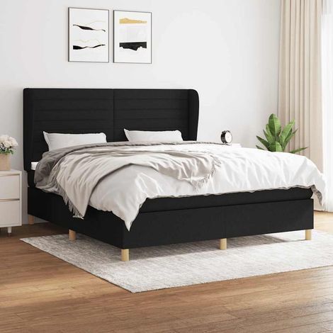 Sommier à lattes de lit avec matelas Noir 180x200 cm Tissu (1/5)