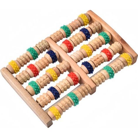 pièce - Masseur (5 rangées) - Rouleaux - Bois - Convient pour le massage des pieds à la maison et pendant les loisirs - 24,5164 cm - Coloré (1/5)