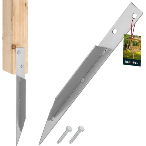 KOTARBAU® Ancrage au Sol - Ancrage pour Balançoire - Acier Galvanisé - 44,5x4 cm - Argent - Support Poteau à Enfoncer - Support Balancoire