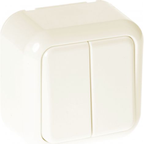 Antiker Doppelschalter 2 Tasten beige 6x6x3 cm
