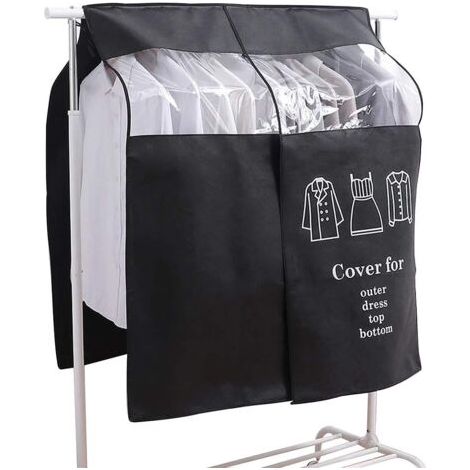 BUNTHAUS Housse Protège Housses de Vêtements 120 × 120cm Noir Housse de Anti-Poussière Protection Portant Universelle Garment Covers pour Tringle à Vêtements (1/5)