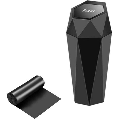 Mini Auto Mülleimer mit Deckel, Getränkehalter, für Auto, Küche, Büro, Schwarz (1/5)