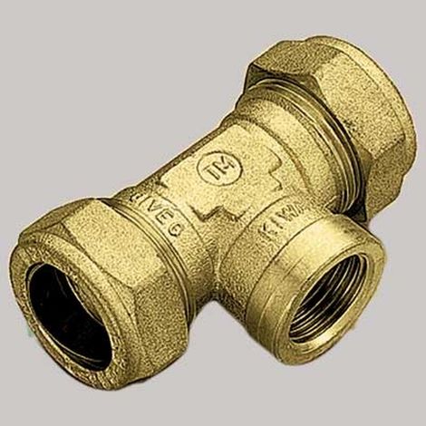 RACCORDO A TEE FEMMINA CON OGIVA OTTONE - 22 x 3/4 x 22