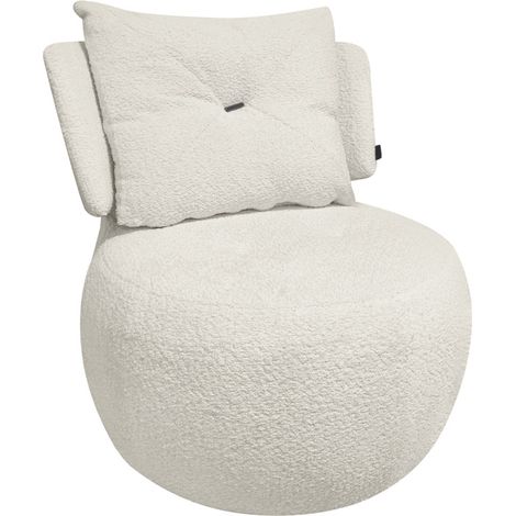 Fauteuil pivotant 360° en tissu beige avec coussin amovible - ERNESTO (1/5)