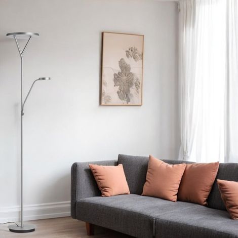 Lampadaire led avec liseuse nickel mat Plano (1/3)