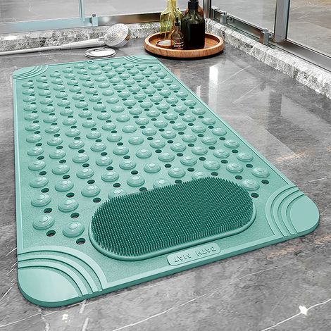 Tapis De Douche Anti-Dérapant Avec Pierre De Ponce - Pour Exfoliation Des Pieds - Ventouses Et Trous D’Évacuation - 36 x 10 x 10 cm - 1 Pièce (1/5)