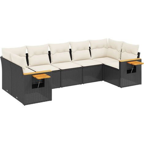 vidaXL Set Divani da Giardino con Cuscini 7pz Nero Polyrattan (1/5)