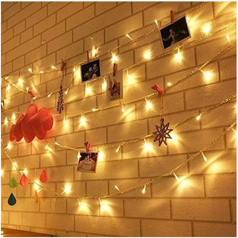 Guirlande Lumineuse Guirlande LED Blanche,avec Adapteur Européen,Décoration Noël Chambre Mariage Jardin Blanche Chaude (10M,100 LED)