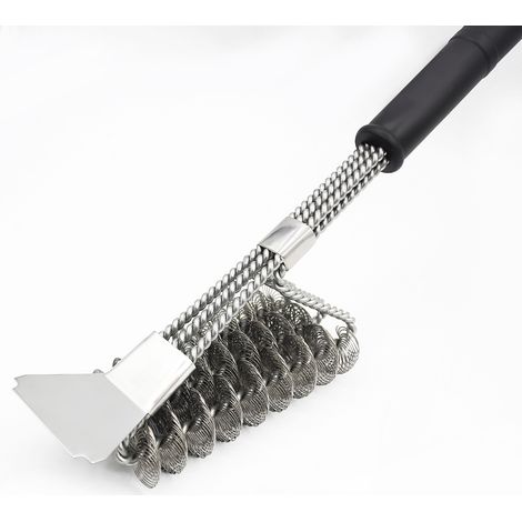 Brosse pour barbecue - sans poils abrasifs - brosse robuste et sûre - convient à tous types de barbecues - brosse de nettoyage en acier inoxydable - fumoir / barbecue à gaz Weber / barbecue au charbon (1/5)
