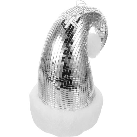 Décoration de Noël Disco à Suspendre – Petit Bonnet de Père Noël Argenté à Facettes Miroir – Ornement Brillant Vintage Années 70 pour Sapin Fête et Décoration Hivernale (1/5)