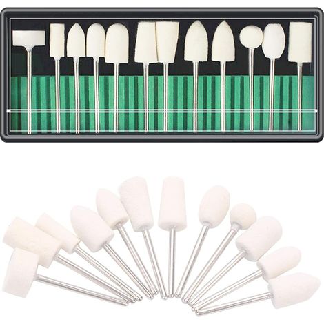 Embout de polissage en feutre, lot de 12 disques de polissage avec tige pour perceuse, disques de polissage, têtes de polissage, outils rotatifs, accessoires pour le bois, les bijoux, le polissage et (1/5)