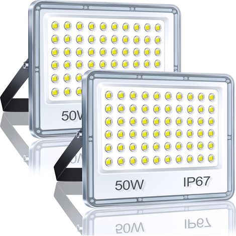 2 Projecteur LED 50W 5000LM Blanc Froid IP67 Aluminium Pour Jardin Terrasse Garage (1/5)