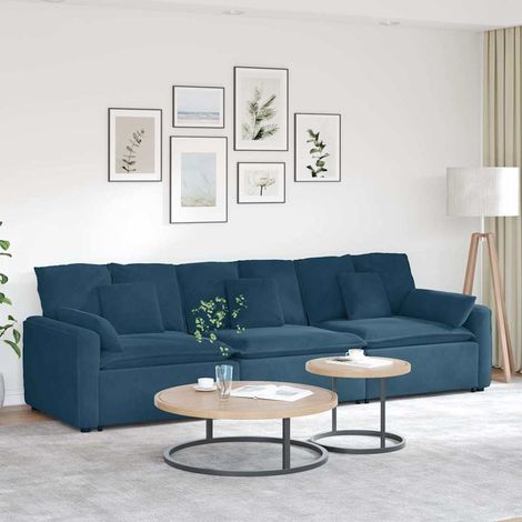 Modulares Sofa mit Kissen Blau