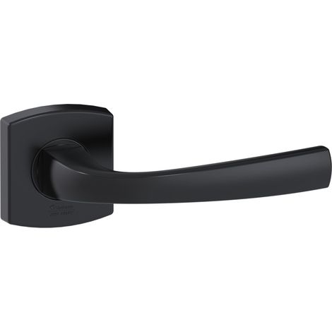 Poignée de Porte MUZE - Béquille et Rosace Carrée Solidarisées Bec de Cane - pour Portes Épaisseur 30 à 48mm - en Zamak - Carré 7mm - Finition Onyx (1/2)