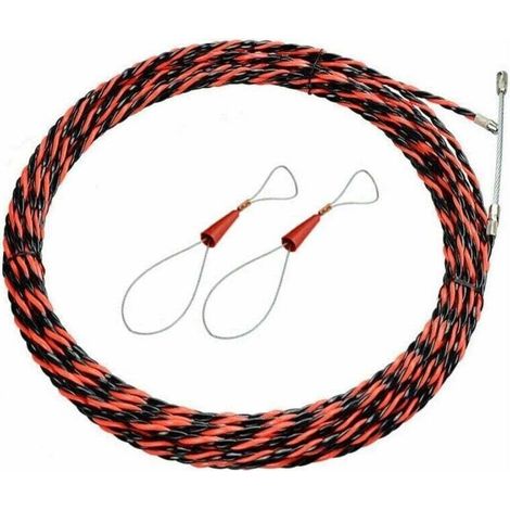 Aiguille de tire-fil électricien 50m – Diamètre 6mm – Polyester torsadé pour conduits encombrés – Tête de guidage à ressort