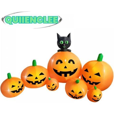 Lumières de citrouille d'Halloween-7 squelettes de citrouille gonflables avec lumières-Décoration de vacances-QUIIENCLEE (1/4)