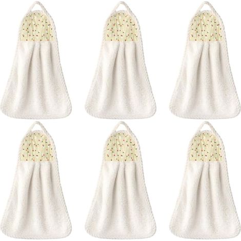 6 Stück Handtücher zum Aufhängen, Korallenvlies-Handtuch, wasserabsorbierendes Handtuch für Zuhause, Küche, Badezimmer, Beige