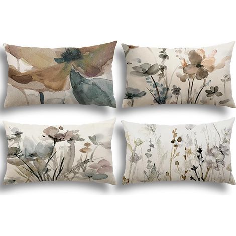 Housse de Coussin 40x60 Lot de 4 Housse Coussin en Lin Coussin de Canapé Moderne Boho Coussin Canape Motif Abstrait Coussin Canape Chambre Canapé Extérieur Housse Oreiller 40 x 60 (1/5)