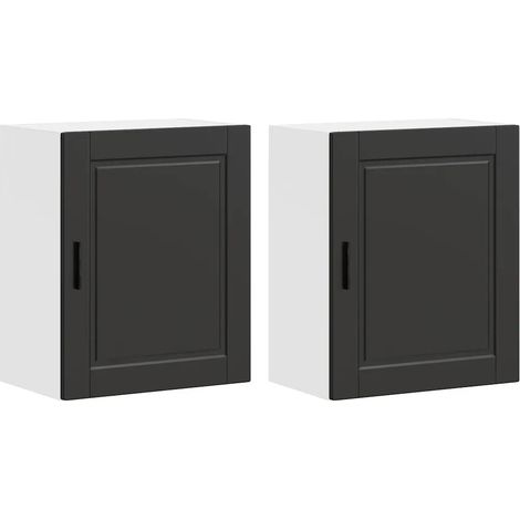 Set di 2 pensili da cucina moderni ottimizzano lo spazio di stoccaggio 50 x 31 x 60 cm in legno ingegnerizzato nero 020050345