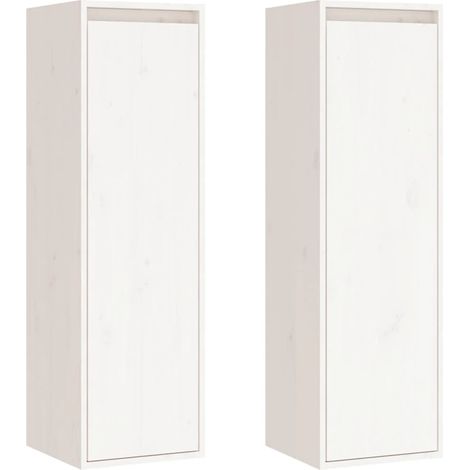 Lot de 2 Armoires murales Salon,Meuble bas de Rangement,Meuble TV Blanc 30x30x100 cm Bois de pin massif -21417 (1/5)