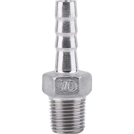 Connecteur BSP 1/8 " 3/4" de Queue Tuyau Barb Filetage Fil D'acier Inoxydable SS304 Pour le Produit Chimique, Chauffage L'eau, Tuyauterie Mécanique(1 point = 6mm) - 1/2''10mm (1/3)