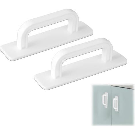 Lot de 2 poignées autocollantes pour portes extérieures (terrasses, meubles, balcons, placards, espaces extérieurs), 100 mm, à coller sans perçage, pour meubles de cuisine, armoires.-Muntra (1/5)