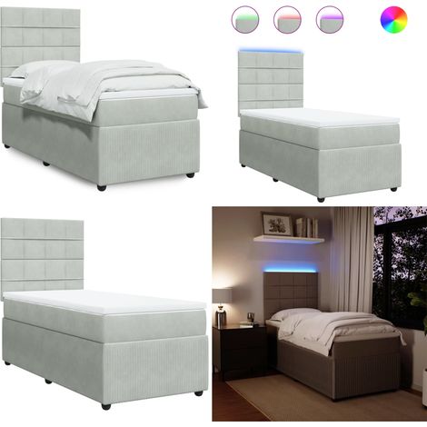 vidaXL Boxspringbett mit Matratze Hellgrau 90x200 cm Samt (1/5)