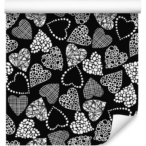 Papier peint graphite Cœurs noirs 50x1000 cm (1/5)