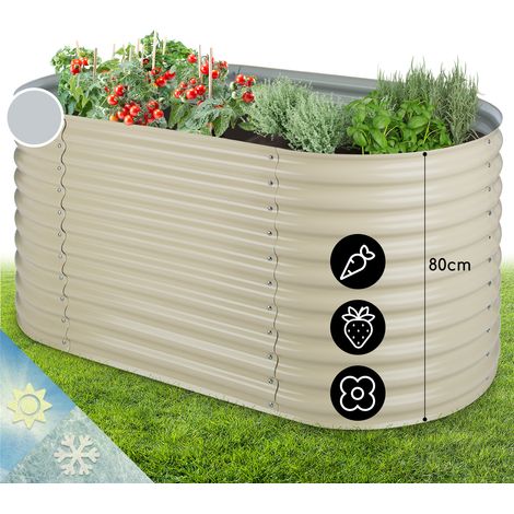 blumfeldt High Grow Carré Potager surélevé plantations (1,6 m, Alliage Zinc-Aluminium résiste efficacement aux intempéries, Travail Confortable en Hauteur) - Beige