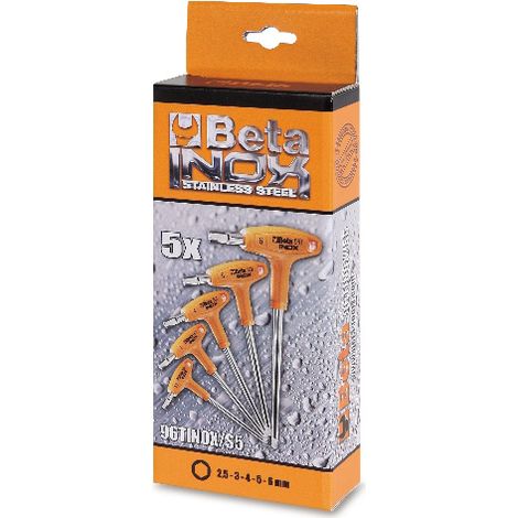 Serie chiavi maschio esagonale con impugnatura inox beta 96tinox/s5 (1/4)