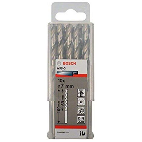 Bosch Professional 10x HSS-G Punta per Metallo (Ø 7 mm, Robust Line, Accessori per trapani) (1/4)