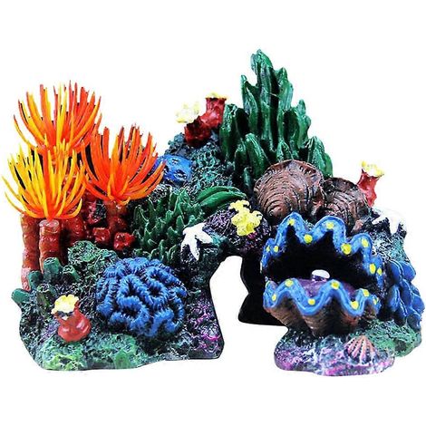 Aquarium Resin Coral Plant Shell Reef Mountain grotte Ornament poisson décor d aquarium (1/5)