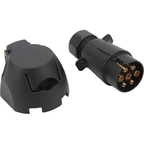 Kit connecteur remorque 7 broches prise et socle avec joint plaquette et boulons pour bateau caravane voiture (1/5)