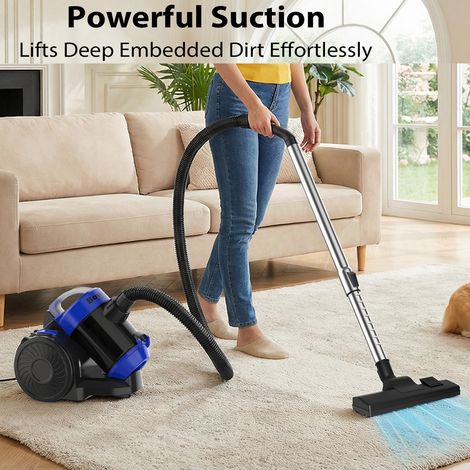 Aspirateur cylindrique 2 en 1 avec brosse, aspirateur filaire 3600 W, aspirateur sans sac pour poils d'animaux
