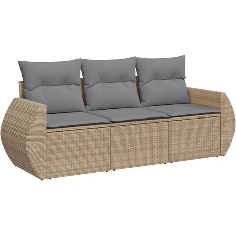 Maison Exclusive - 3-tlg. Garten-Sofagarnitur mit Kissen Beige Po