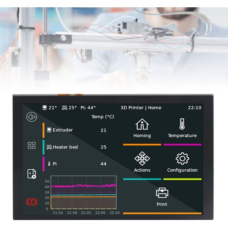 Zubehör für den VORO Raspberry Pi 3D-Drucker: 5-Zoll-IPS-Touchscreen, Auflösung 800 x 480, DSI-DisplayPort, 160° Betrachtungswinkel, Multipoint (5 Berührungspunkte). (1/5)