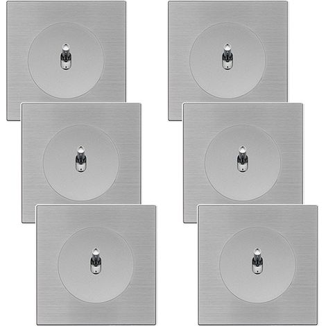 6 va-et-vient ALU GLOSSY DOM avec 6 plaques simples métallisées gris – Une solution élégante et performante pour un contrôle d'éclairage optimal