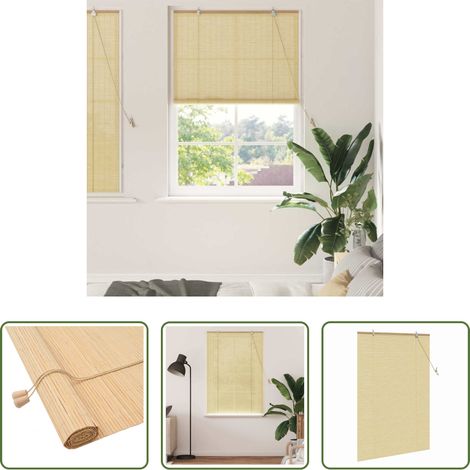 Store latéral - Store enrouleur avec des rideaux Nature 110 x 160 cm Bambou (1/5)