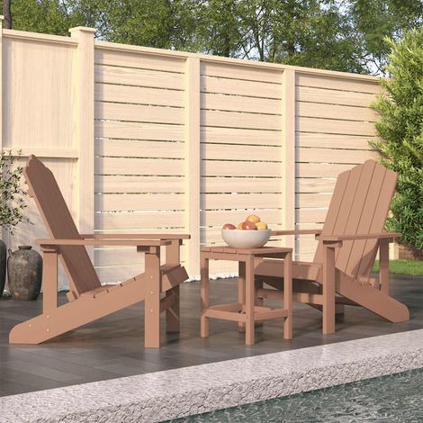 Salon de Jardin Adirondack avec 2 Chaises et 1 Table Basse en PEHD Résistant Marron - PANGIVO (1/5)