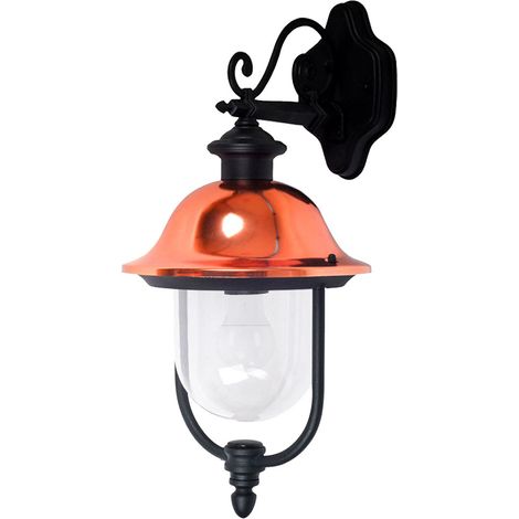 Lampe lanterne LED V-TAC E27, douille orientée vers le bas, noire, culot en cuivre, IP44