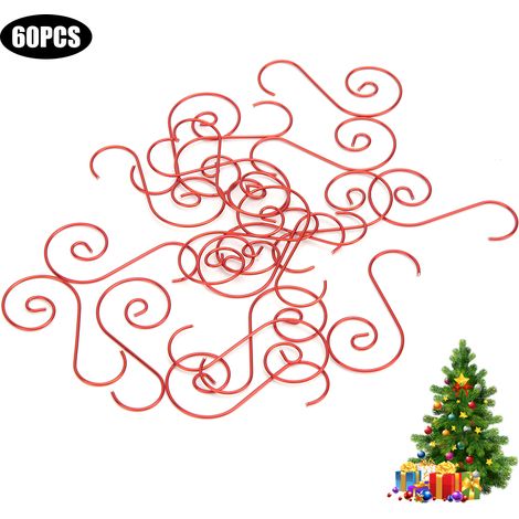 60 crochets métalliques en forme de S, rouges, pour arbre de Noël et décoration polyvalente (1/5)