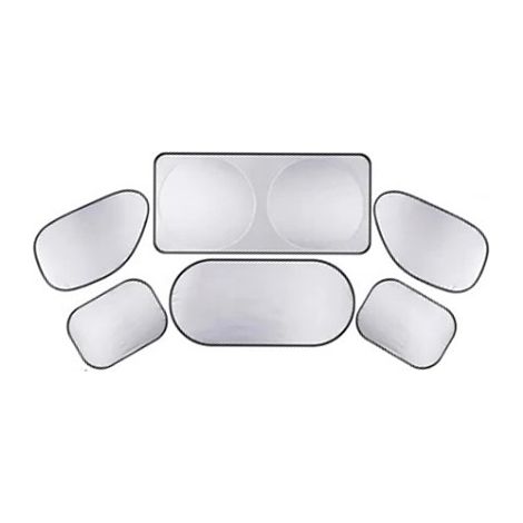 Ensemble de 6 pare-soleil de pare-brise de voiture, revêtement argenté, double boucle, kit de protection solaire (1/5)