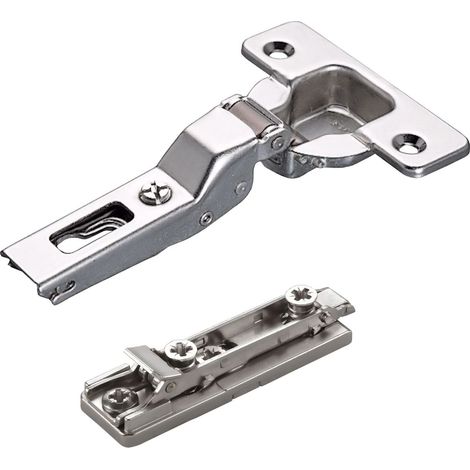 2 x Salice Topfband 110° Serie 200 Bohrbild T45 Mittelanschlag inkl. Linear-Montageplatte Höhe 3 mm mit vormontierten Euroschrauben und Exzenterverstellung Möbelscharnier von SOTECH (1/4)