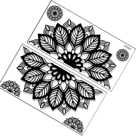 Décoration Murale Élégante Décoratif Mandala Noir en Pvc et Autocollant Adhérence Forte et Application Facile pour Salon Espace Contemplation (1/5)