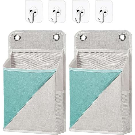 Wall Organizer Hanging Bag Basket with Compartments for Wall Storage Pouch for Bedroom Dorm Office Green (1/5)