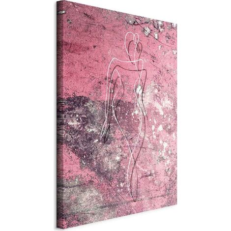 Quadro - Figura su sfondo rosa (1 pezzo) - silhouette femminile in marmo (1/5)