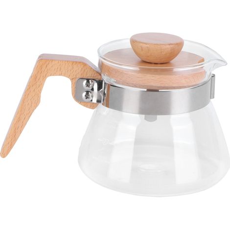 Théière en verre 400 ml, cafetière avec manche en bois, bouilloire pour cuisine (1/5)