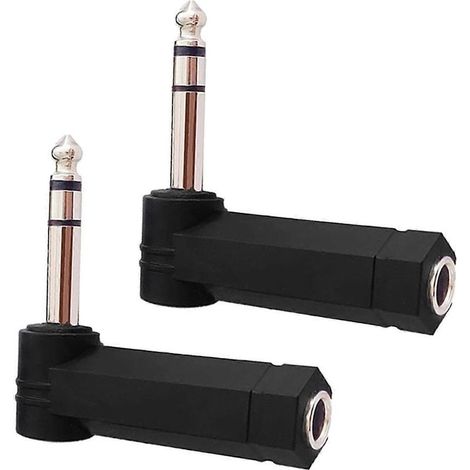 Adaptateur audio robuste avec fiche coudée de 6,35 mm et connexion à réduction de bruit, adapté aux consoles de mixage, amplificateurs, haut-parleurs, mandolines électriques, etc., disponible en plusi (1/5)